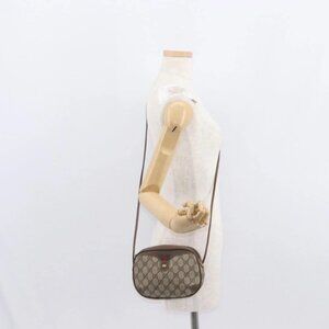 GUCCI GG Supreme Web Sherry Line Bag PVC Beige Gold 156 02 066 Auth 143665